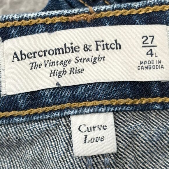 Abercrombie & Fitch Curve Love Vintage Straight High Rise Jeans Long Size 27 4L - Picture 6 of 16